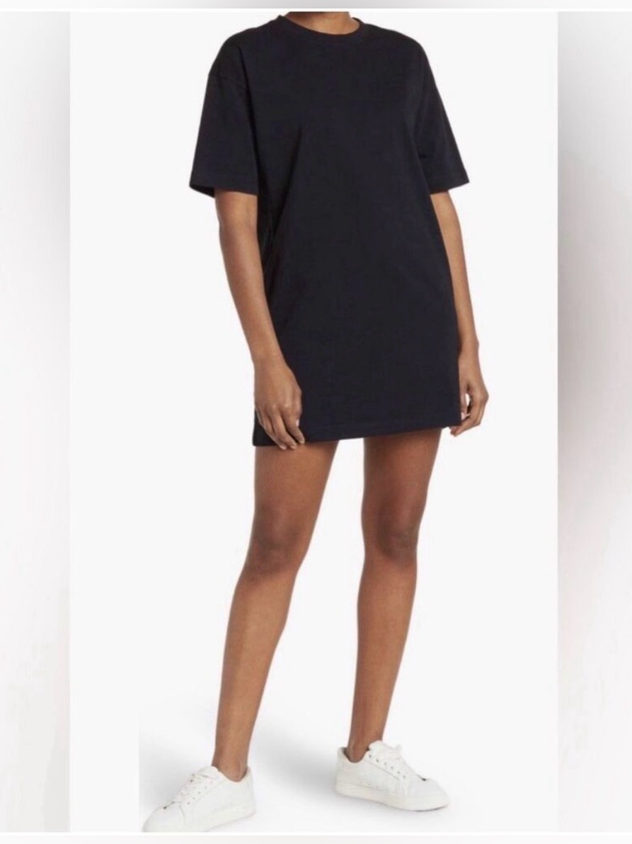 Melrose & Market 100% Organic Cotton Classic Black T-Shirt Dress With Pockets M